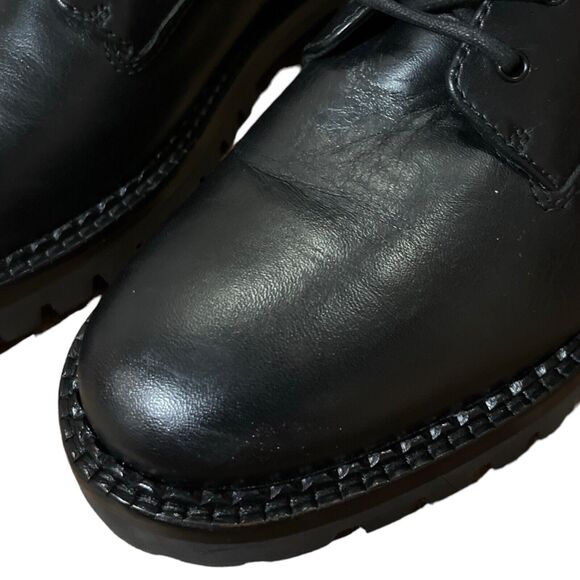 Vince Cabria Lug Combat Boots Leather Zip Lace Up Ankle Booties Black 8.5 NWOB - Picture 13 of 14